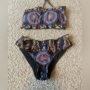 Never Worn: Paisley Bikini with Lace-Up Back